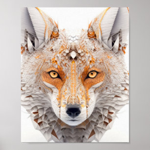Fox Animal Portrait Nature Wildlife Malerei Poster