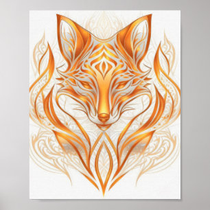 Fox Animal Portrait Nature Wildlife Malerei Poster