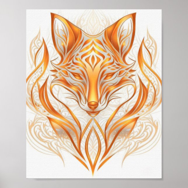 Fox Animal Portrait Nature Wildlife Malerei Poster (Vorne)