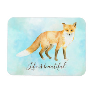 Fox Aqua Mint Watercolor Magnet