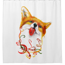 Fox-Aquarell Duschvorhang