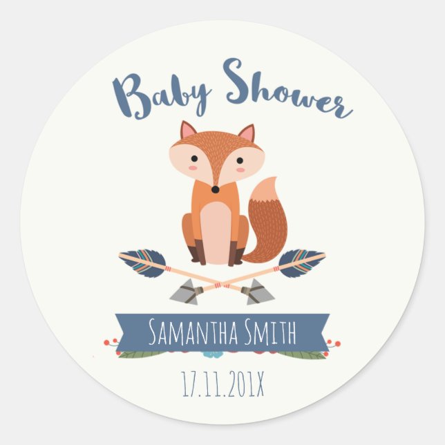 Fox Arrows Baby Dusche Gevor Sticker (Vorderseite)