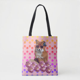Fox Art and dots Tote Bag