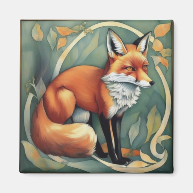 Fox Art Nouveau Magnet (Vorne)