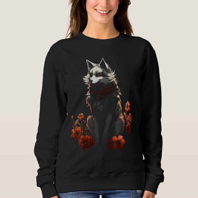 Fox Artwork Flowers  Animal  Animal Fox Sweatshirt (Vorderseite)