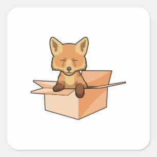 Fox as Baby in Box Quadratischer Aufkleber