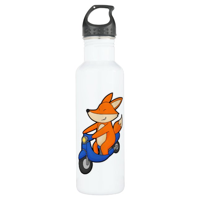 Fox as Biker with Scooter Edelstahlflasche (Vorderseite)