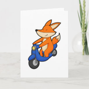 Fox as Biker with Scooter Karte