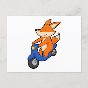 Fox as Biker with Scooter Postkarte
