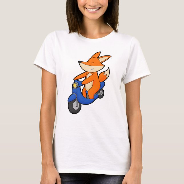 Fox as Biker with Scooter T-Shirt (Vorderseite)