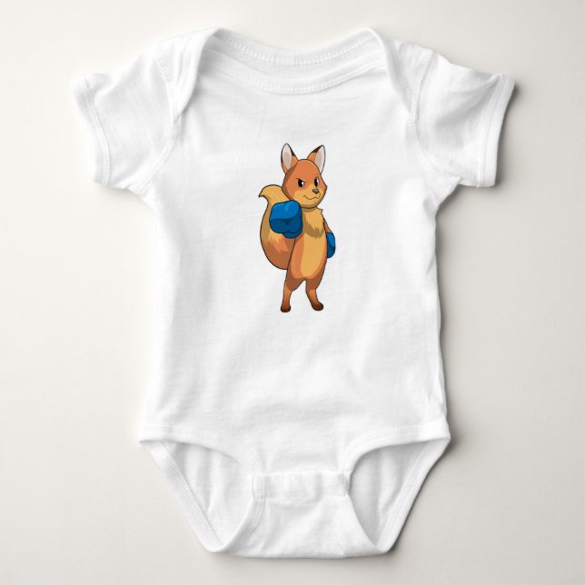 Fox as Boxer mit Boxhandschuhen Baby Strampler (Vorderseite)