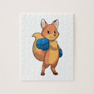 Fox as Boxer mit Boxhandschuhen Puzzle