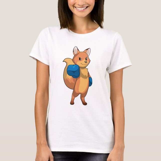 Fox as Boxer mit Boxhandschuhen T-Shirt (Vorderseite)