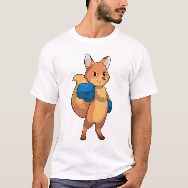 Fox as Boxer mit Boxhandschuhen T-Shirt (Vorderseite)
