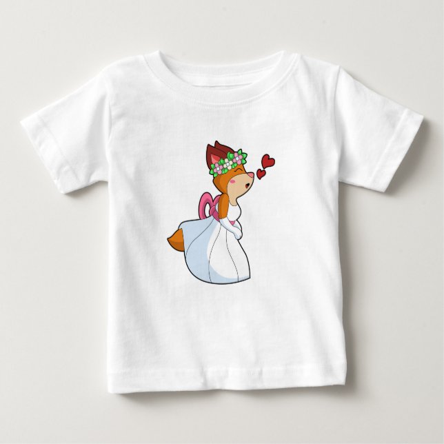Fox as Bride mit Hochzeitskleid & Blume Wrea Baby T-shirt (Vorderseite)
