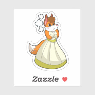 Fox as Bridge with Wedding Dress.PNG Aufkleber