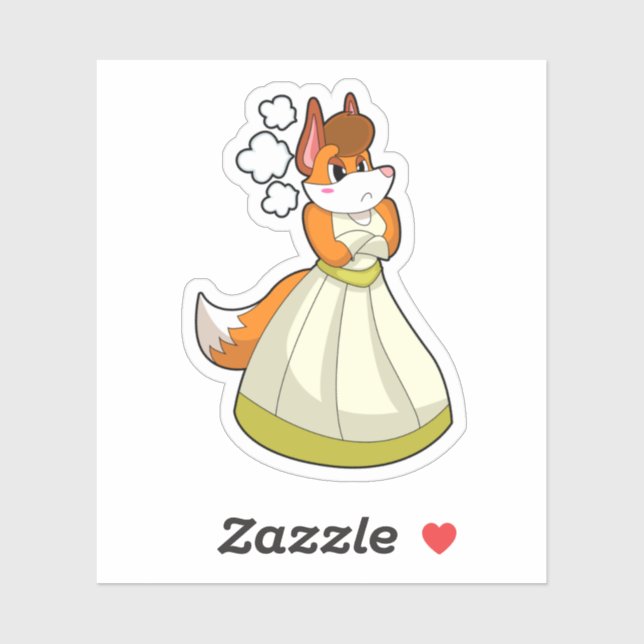 Fox as Bridge with Wedding Dress.PNG Aufkleber (Blatt)