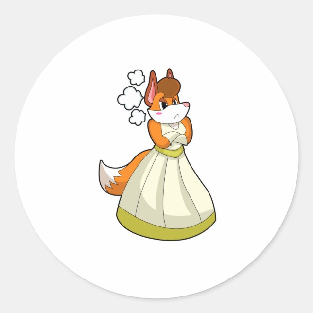 Fox as Bridge with Wedding Dress.PNG Runder Aufkleber (Vorderseite)