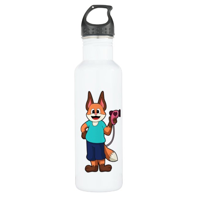 Fox as Fresser mit Haartrockner Edelstahlflasche (Vorderseite)