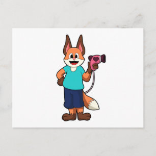 Fox as Fresser mit Haartrockner Postkarte