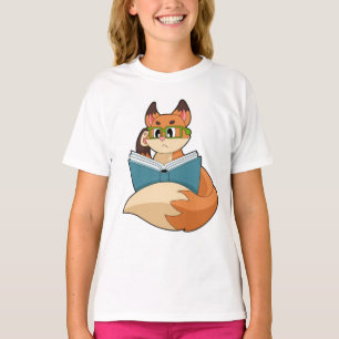 Fox as Nerd with Book & Glasses T-Shirt