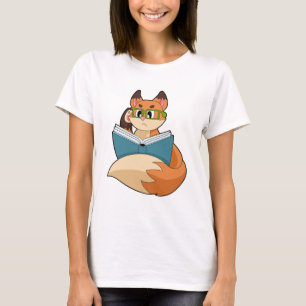 Fox as Nerd with Book & Glasses T-Shirt