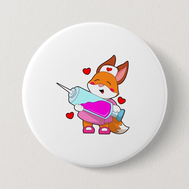 Fox as Nurse with Spritze Button (Vorderseite)