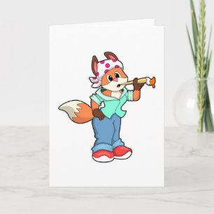Fox as Painter with Brush & Colour Karte