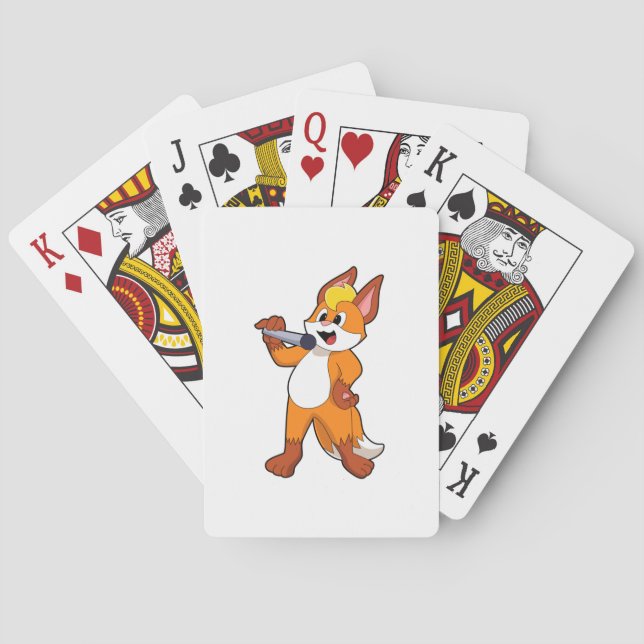 Fox as Sänger mit Mikrofon Spielkarten (Rückseite)