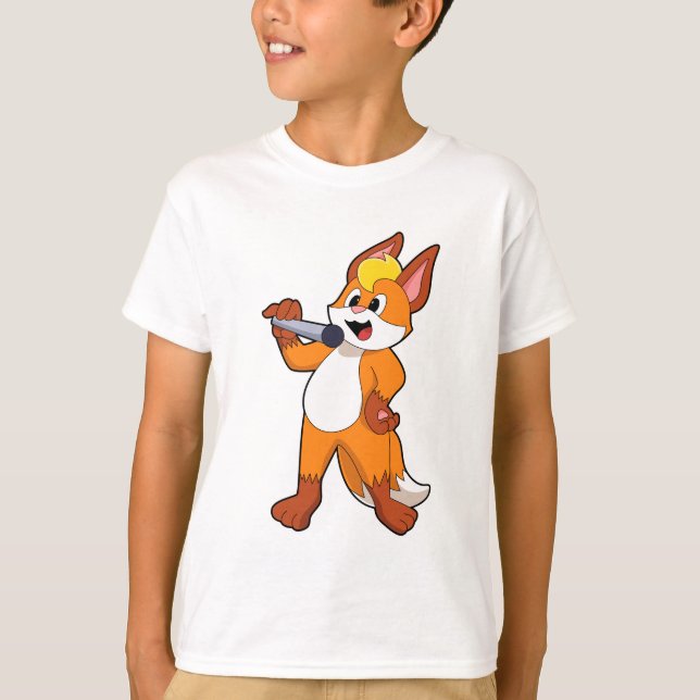Fox as Sänger mit Mikrofon T-Shirt (Vorderseite)