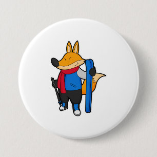 Fox as Skier mit Ski Button