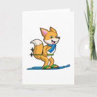 Fox as Skier mit Ski & Skistöcken