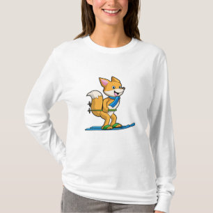 Fox as Skier mit Ski & Skistöcken T-Shirt