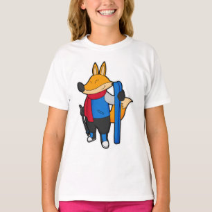 Fox as Skier mit Ski T-Shirt