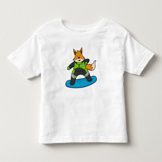Fox as Snowboarder with Snowboard Kleinkind T-shirt (Vorderseite)