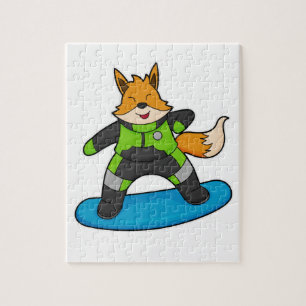 Fox as Snowboarder with Snowboard Puzzle