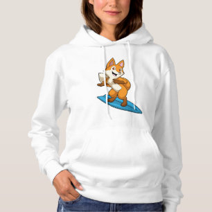 Fox as Surfer mit Surfbrett Hoodie