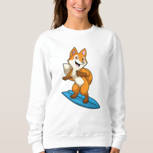 Fox as Surfer mit Surfbrett Sweatshirt