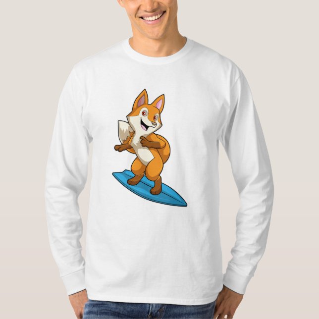 Fox as Surfer mit Surfbrett T-Shirt (Vorderseite)