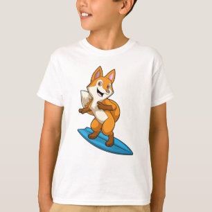 Fox as Surfer mit Surfbrett T-Shirt