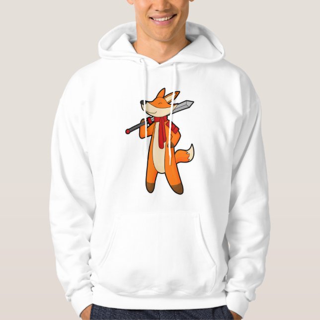 Fox as Warrior with Sword & Scarf Hoodie (Vorderseite)