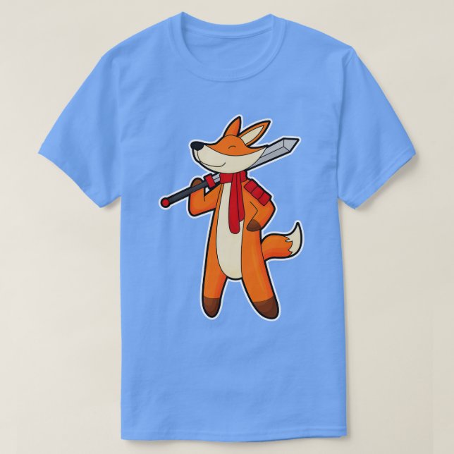 Fox as Warrior with Sword Scarf T-Shirt (Design vorne)