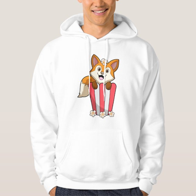Fox at Eating with Popcorn Hoodie (Vorderseite)