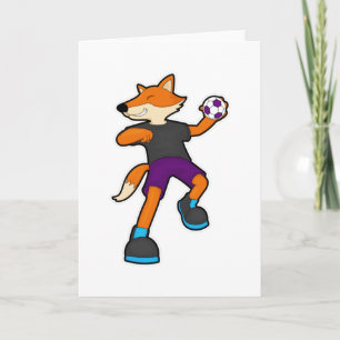 Fox at Handball player with Handball Karte
