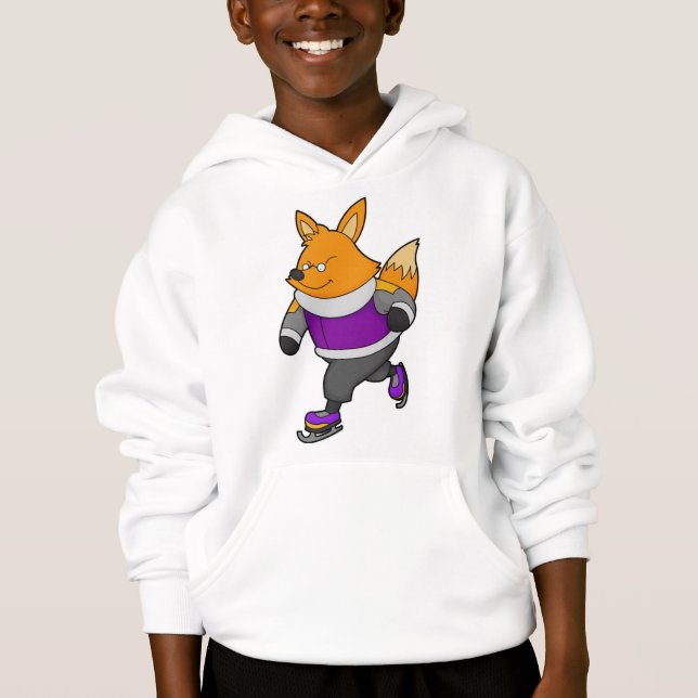 Fox at Ice Skaten mit Ice Skate & Brille Hoodie (Vorderseite)