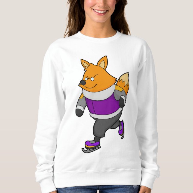 Fox at Ice Skaten mit Ice Skate & Brille Sweatshirt (Vorderseite)