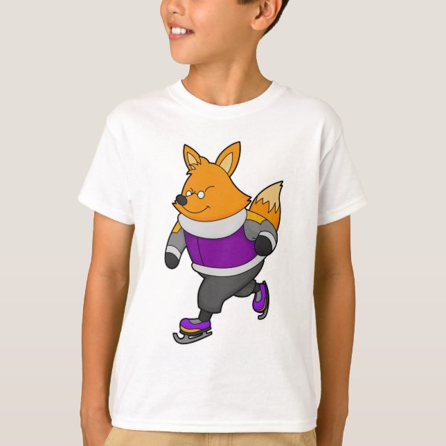 Fox at Ice Skaten mit Ice Skate & Brille T-Shirt (Vorderseite)