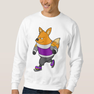 Fox at Ice skating with Ice skates & Glasses Sweatshirt