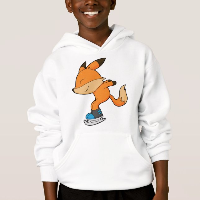 Fox at Ice skating with Ice skates Hoodie (Vorderseite)