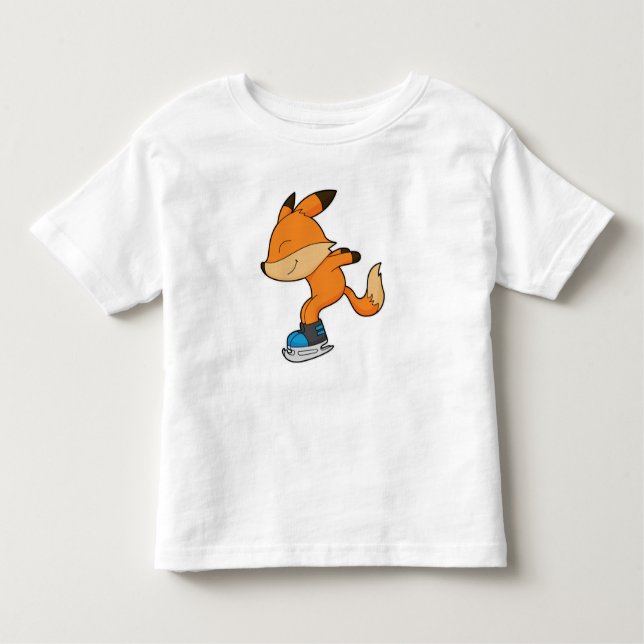 Fox at Ice skating with Ice skates Kleinkind T-shirt (Vorderseite)